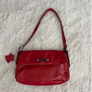 GIANI BERNINI Red Leather Shoulder Bag Handbag Designer Style‎ Purse Flap